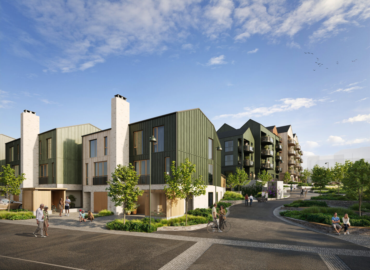 Townhouse – enebolig i rekke, 3D-illustrasjon