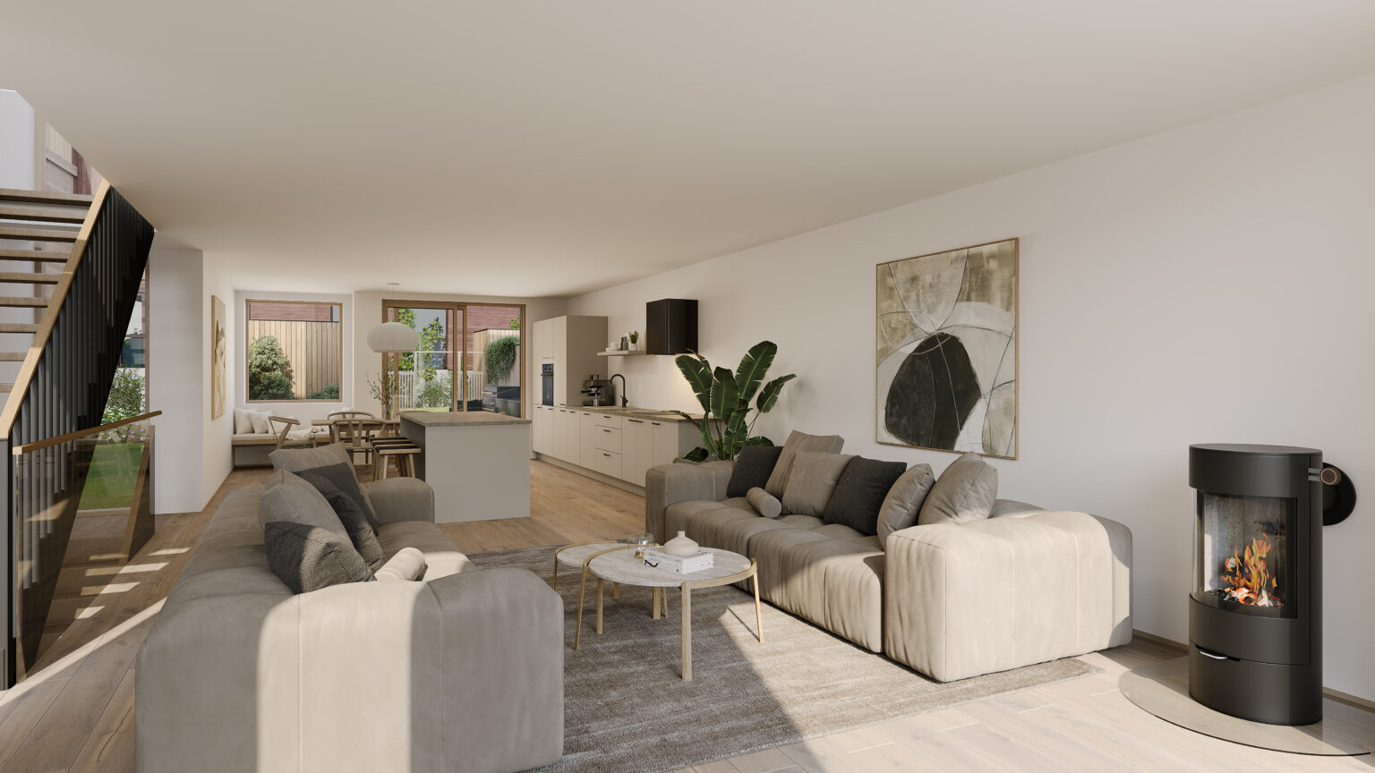 Stue Townhouse 6, 3D-illustrasjon