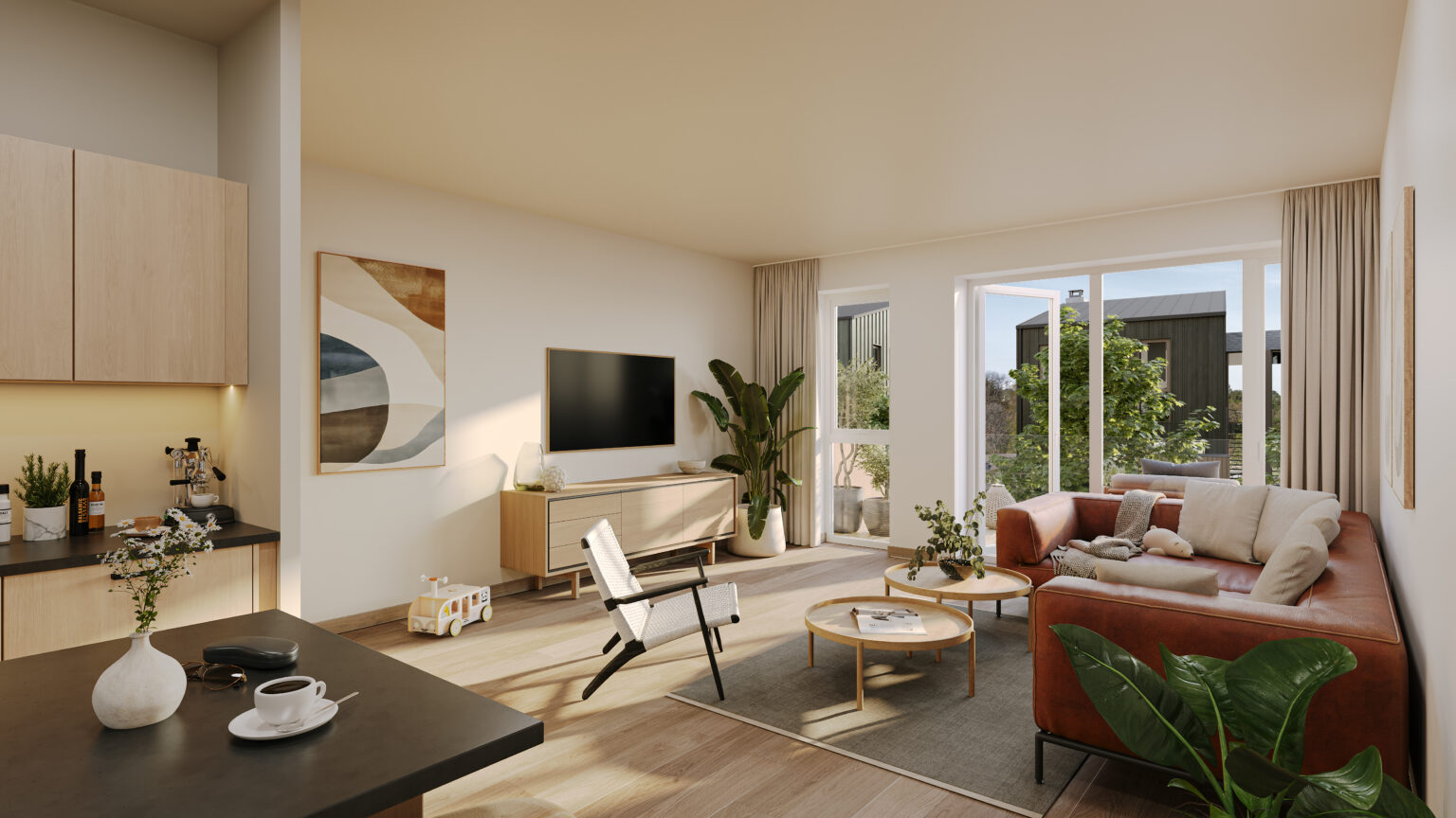 Stue A1 H0101, 3D-illustrasjon